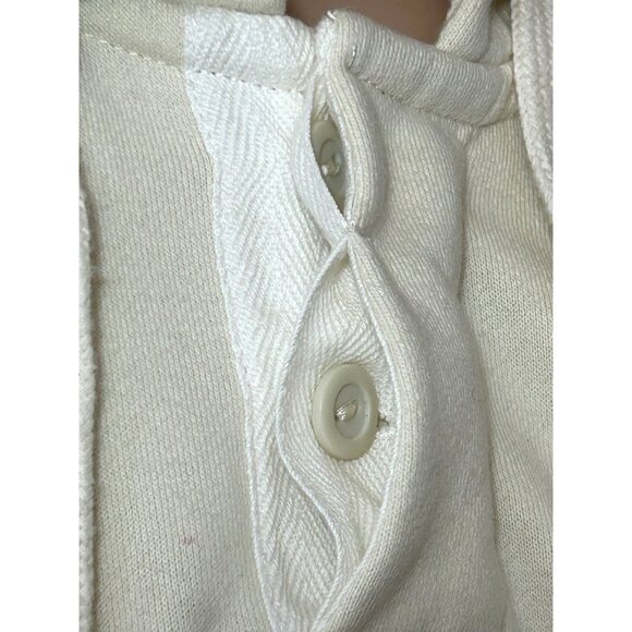 U.S. Polo Assn. Men’s Vtg  Hoodie Cream M Long Sleeve Embroidered Logo 2-Button - Picture 10 of 16